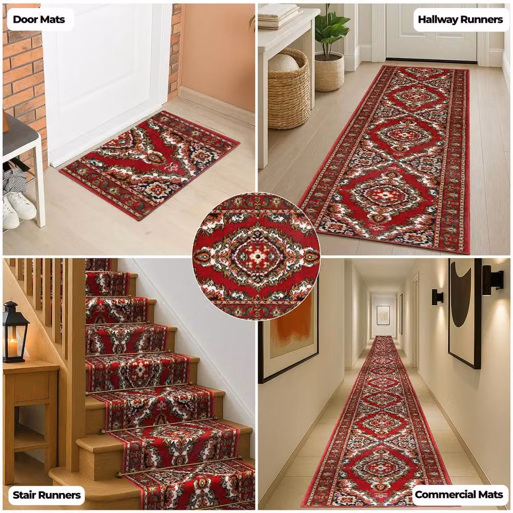 Bravich LTD Texas Medallion Traditional Hallway Runner Rug, Red, W: 60 cm, L: 900 cm – 7