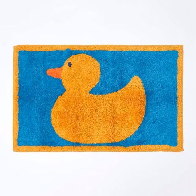 Homescapes Non-Slip Cotton Childrens Animal Rug in Yellow and Multicolour