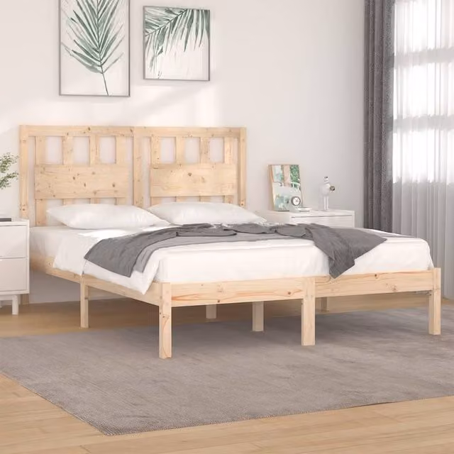 Berkfield Home Super King Size Solid Wood Pine Bed Frame in Brown, W/D/H: 180 x 200 cm