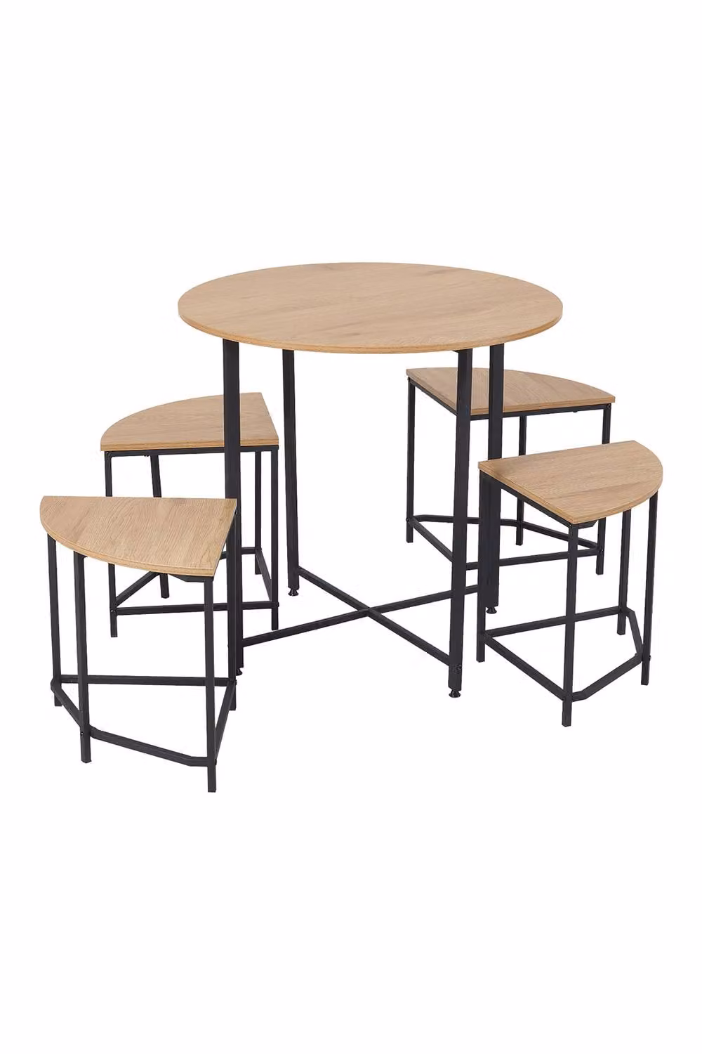 Garden Sanctuary Modern Round Dining Table and Stool Set in Black, Brown or Beige – 2