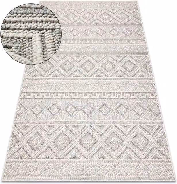 RugsX Origi Geometric Grey Flat Weave Rug, W: 200 cm, D: 290 cm