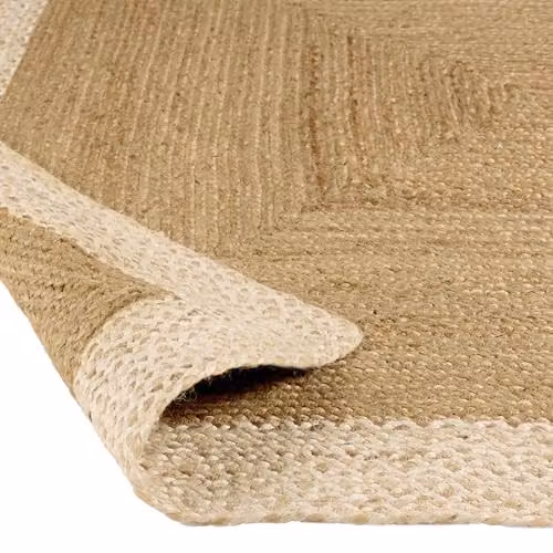 Phoenox Textiles Limited Origins Rectangular Jute Border Rug in Natural White and Beige, W: 160 cm, L: 230 cm – 3