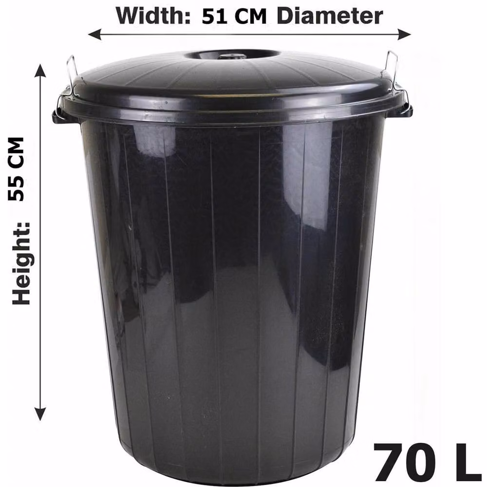 PAWNORA 70L Black Plastic Bin with Locking Flip Lid – 2
