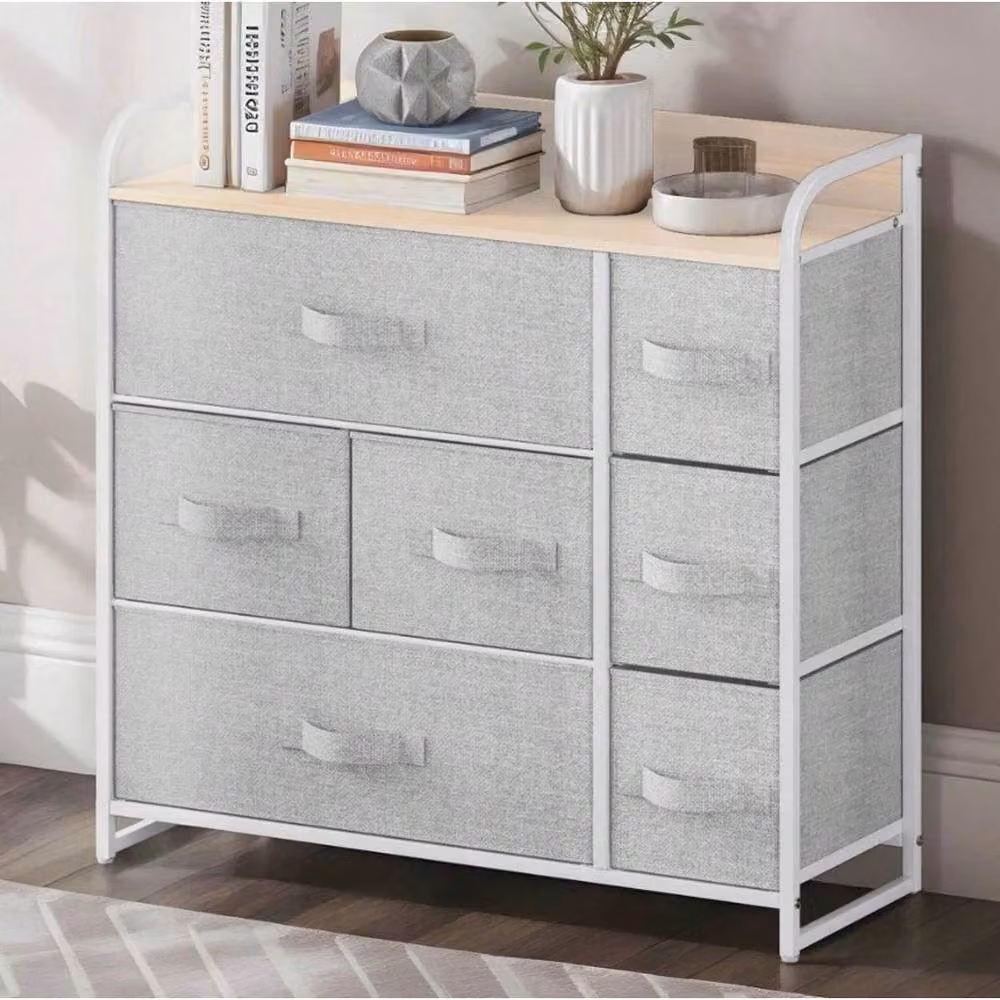 VOGREX Grey 7 Drawer Fabric Storage Chest with Steel Frame – 2