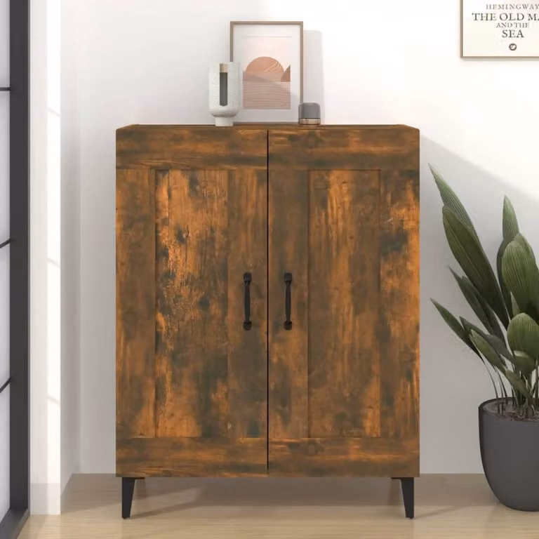 Berkfield Home Industrial Sideboard in Smoked Oak, Brown, W/D/H: 69.5 x 34 x 90 cm