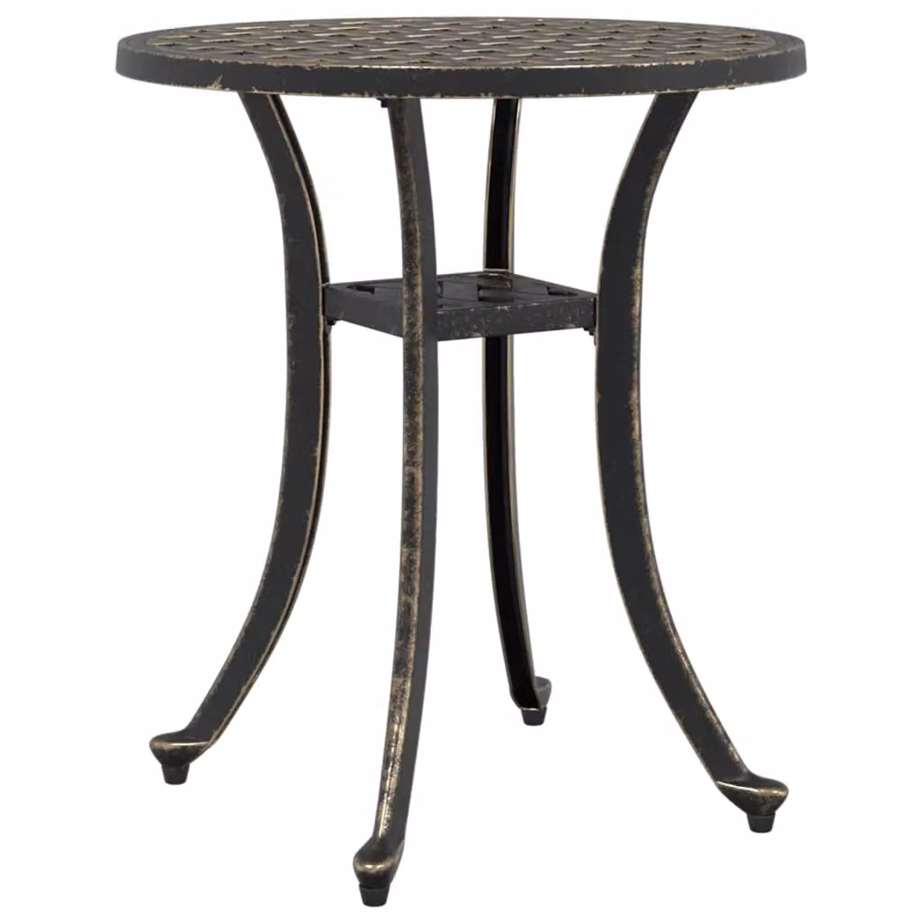 Berkfield Home Modern Geometric Garden Table in Brown Cast Aluminium, W: 48 cm, D: 53 cm – 2
