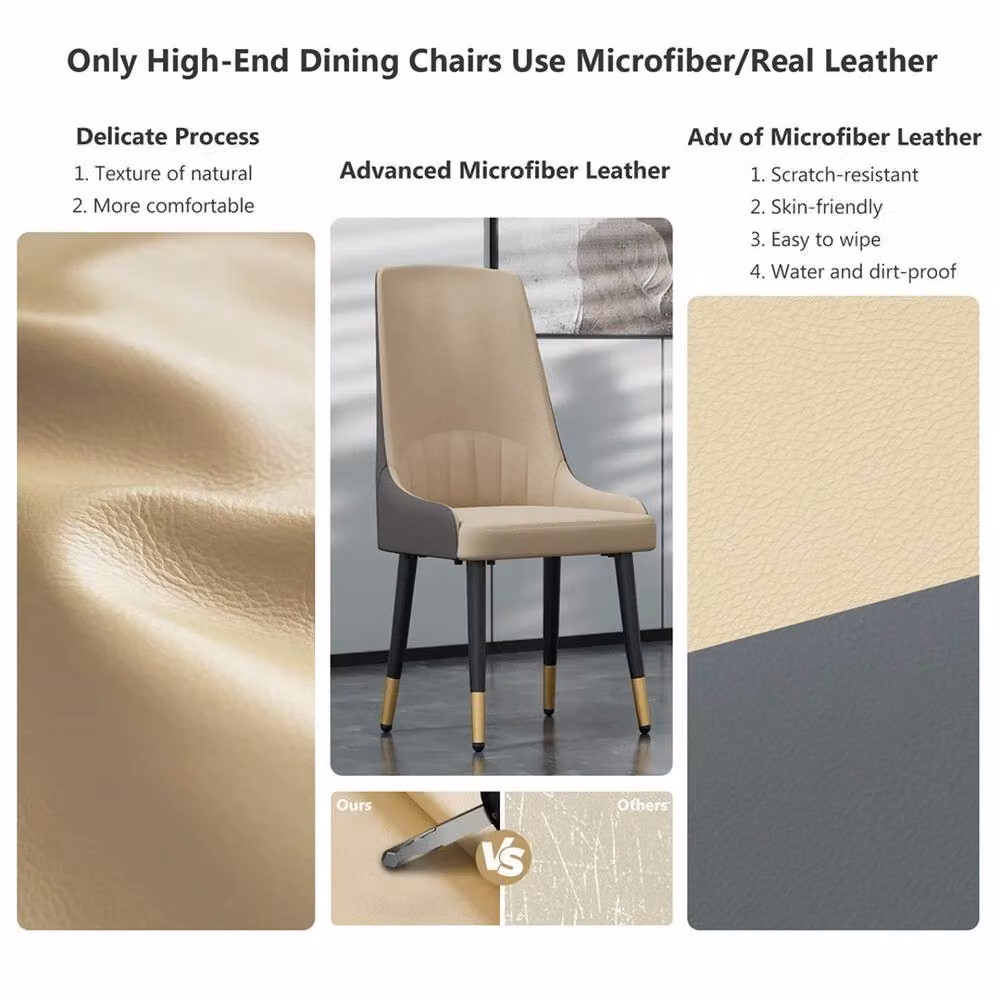 VOGREX Set of 2 Modern Padded Dining Chairs with Anti-scratch Synthetic Leather Seats – 4