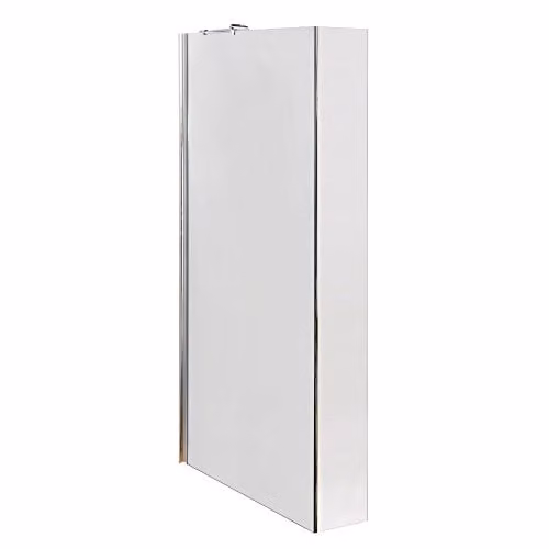 nuie WRS025 Modern Bathroom Wetroom Return Screen with Support Bar, Clear 8mm Toughened Safety Glass, Polished Chrome, W: 215 mm x H: 1850 mm