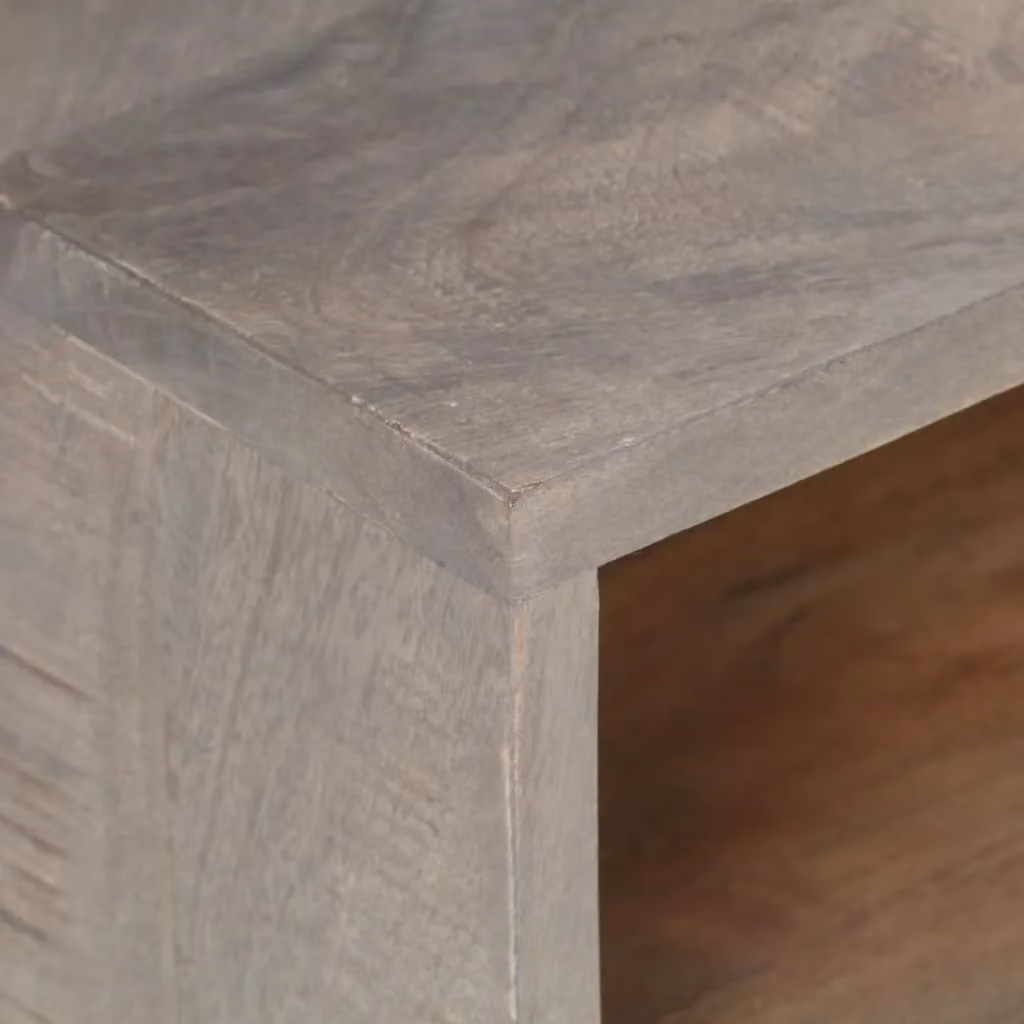 Berkfield Home Grey TV Cabinet in Solid Rough Mango Wood W/D/H: 130 x 35 x 51 cm – 4