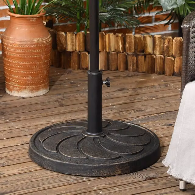Outsunny Bronze Tone Round Resin Garden Parasol Base Umbrella Stand, 18kg