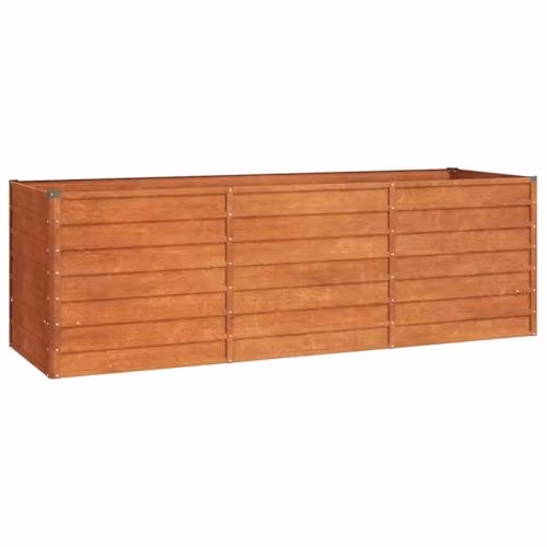 vidaXL Corten Steel Raised Garden Bed in Brown, W: 240 cm, D: 80 cm, H: 77 cm