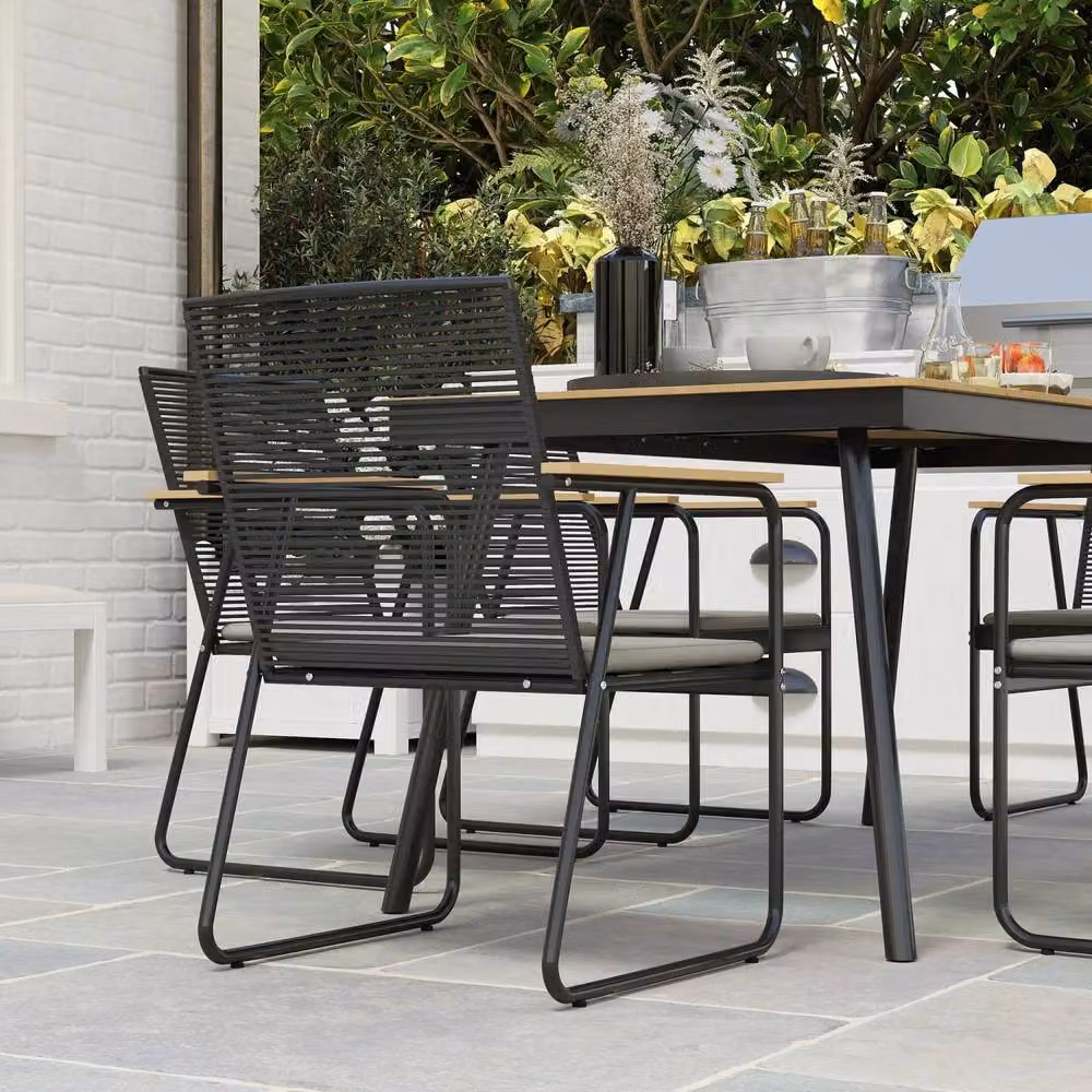 Wyld Haus Karutte 6 Seater Outdoor Dining Set, Black Wood Effect Composite and Metal – 9