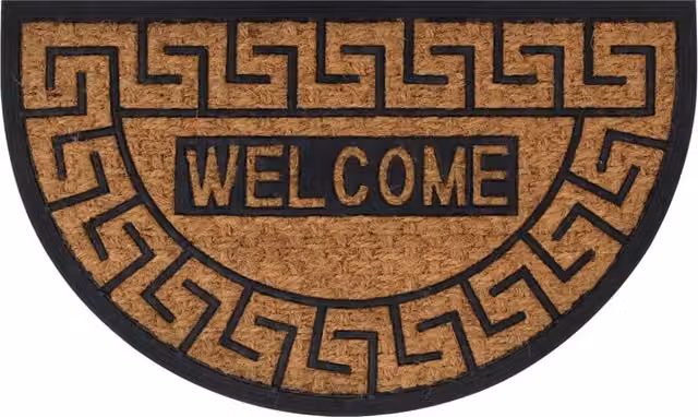 Berkfield Home Semicircular Half Round Door Mat in Brown, Rubber and Coir, W: 75 cm, D: 45 cm