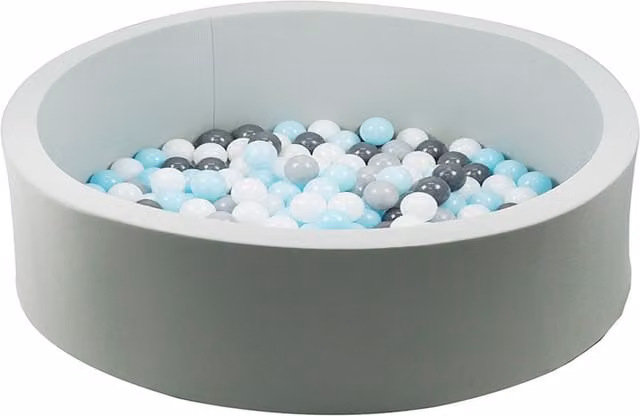 Gr8 Home Grey Soft Foam Ball Pit for Babies and Toddlers with 200 Balls, W/D/H: 90 x 90 x 30 cm