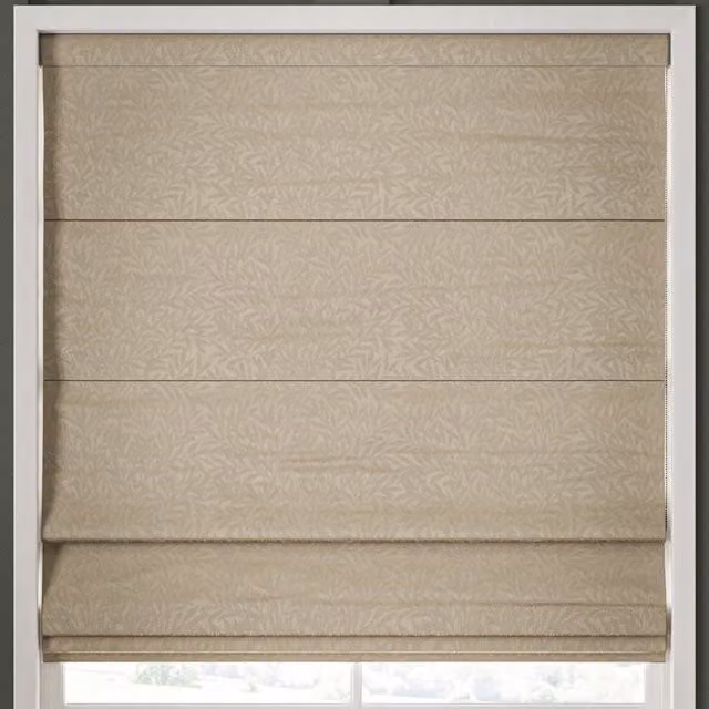 William Morris At Home Willow Woven Made to Measure Blackout Roman Blind in Sand and Beige Floral Design