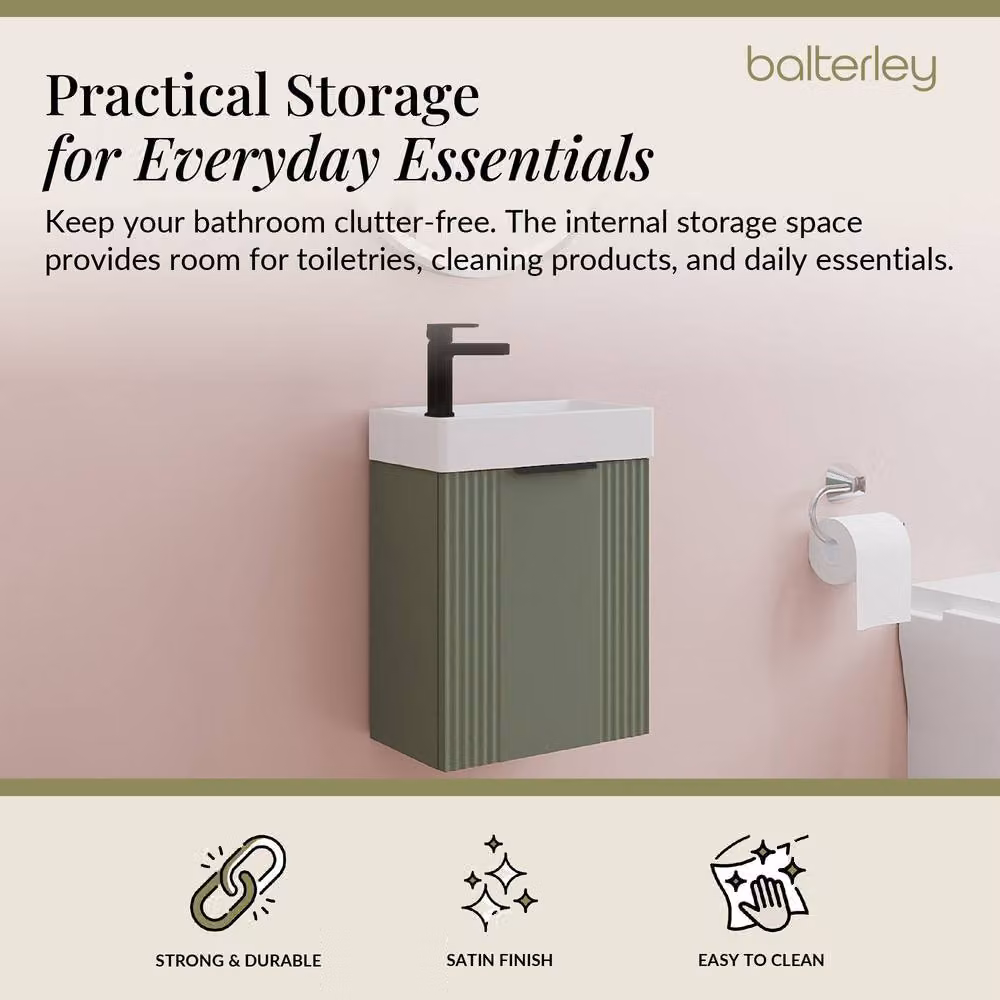 Balterley Green Wall Hung Vanity Unit with Black Handle, W/D/H: 40 x 40 x 43.8 cm – 2