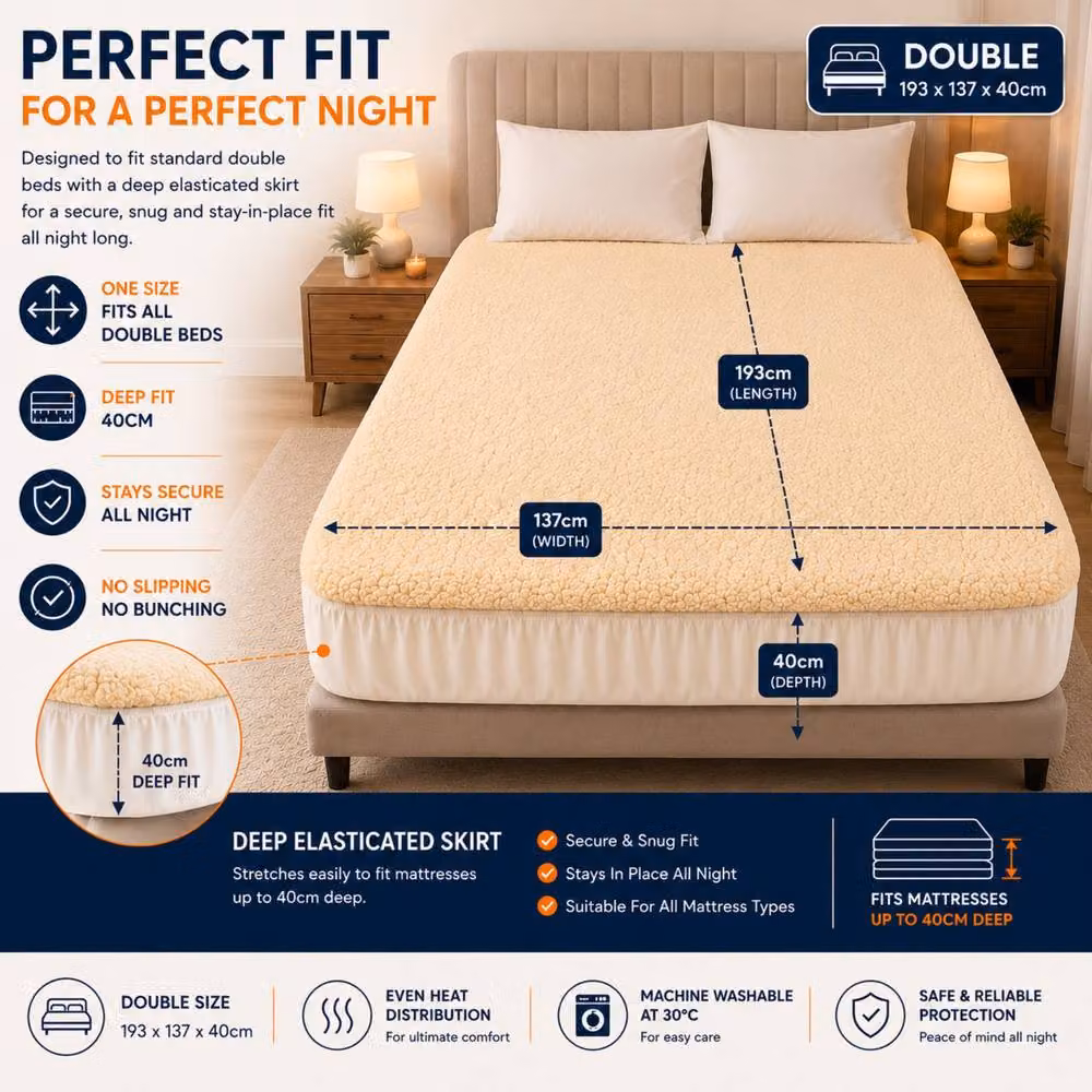 Sweet Dreams Electric Heated Blanket in Beige, King Size, 180 x 200 cm – 2