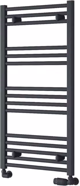 Bathroom Kingdom Capo Anthracite Straight Heated Towel Rail, Grey, W: 100 cm, H: 100 cm, D: 10 cm