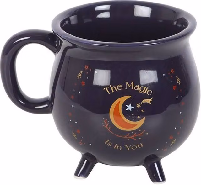 Uniqueful The Magic Is in You Cauldron Mug in Blue and Gold Ceramic