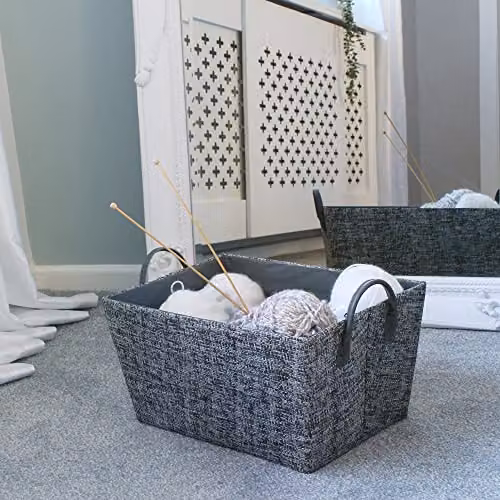JVL Urban Rectangle Paper Storage Basket in Grey, W/D/H: 38.0 x 28.0 x 20.0 cm – 3