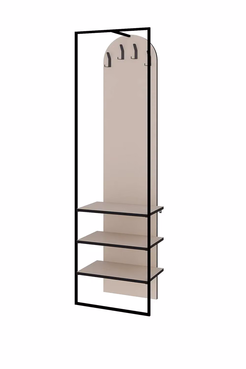 FWStyle Sandstone Tall Slim Hallway Shoe Storage Unit and Coat Rack in Beige and Black – 2