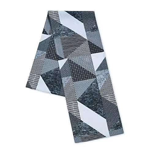 Catherine Lansfield Larsson Geo Cotton Table Runner, Grey, W/H: 33 x 220 cm – 3