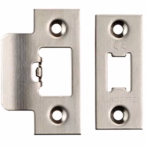 Loops Forend Strike and Fixing Pack for Tubular Latches in Brushed Stainless Steel Silver
