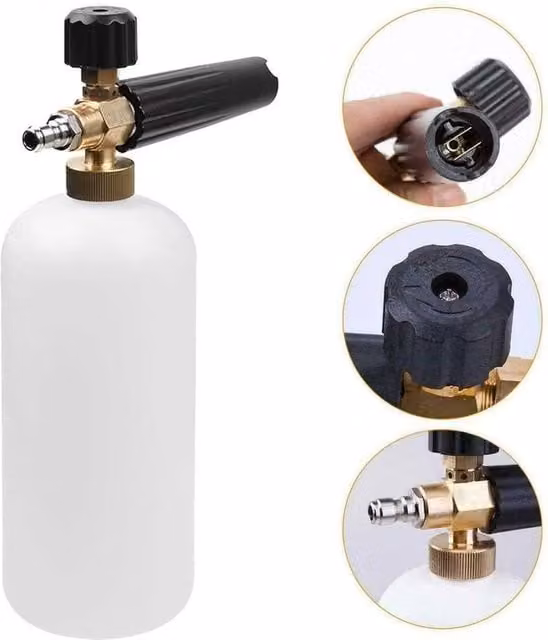 Kelvenix 1/4 inch High Pressure Washer Foam Bottle with Water Gun and 5 Nozzles, Black