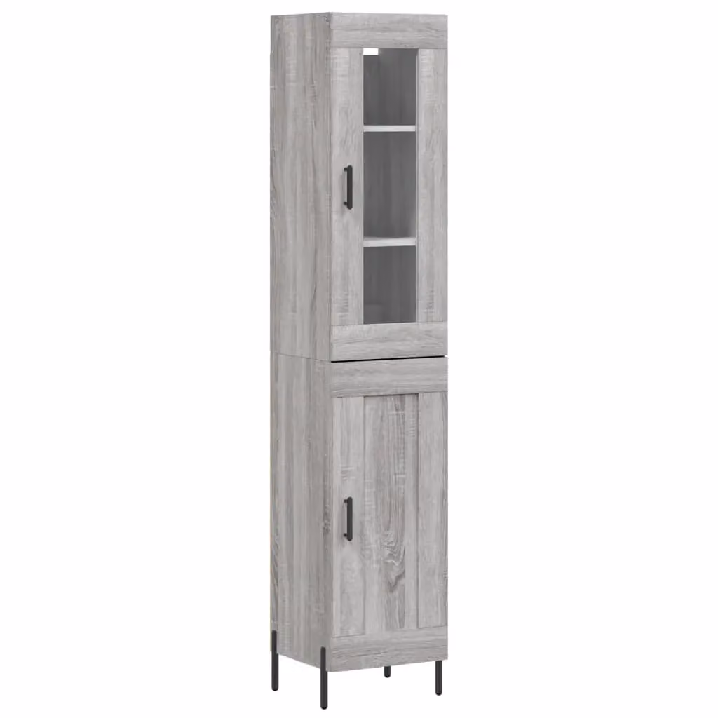 Berkfield Home Grey Sonoma Highboard with Glass Doors, W/D/H: 34.5 x 34.5 x 180 cm – 2