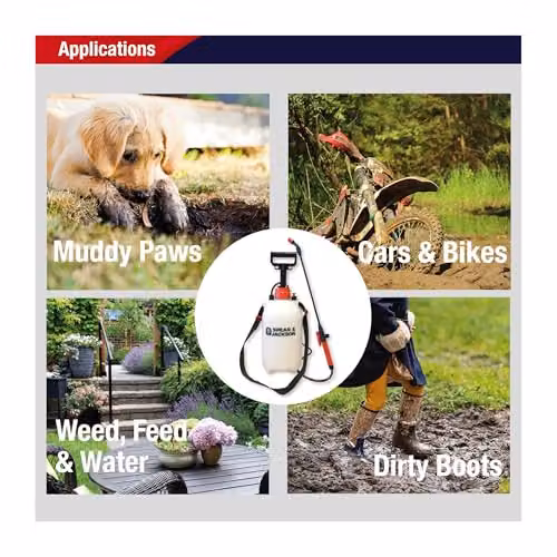 Spear & Jackson 5LPAPS 5 Litre Manual Pump Action Pressure Sprayer in White and Transparent – 4
