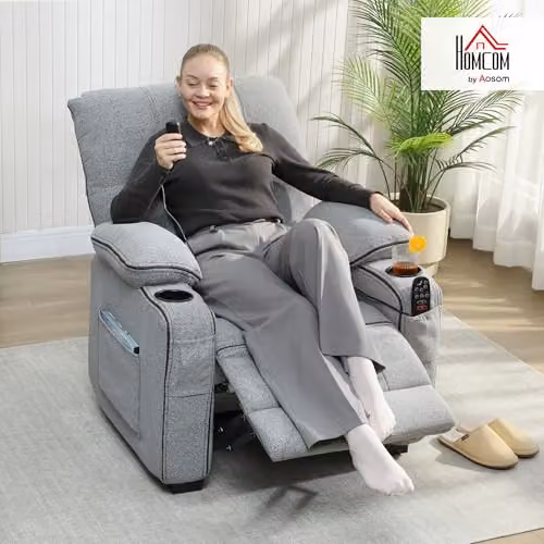 HOMCOM Electric Massage Recliner Armchair with Vibration and Heat in Grey – 2