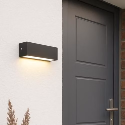 CGC Lighting Adanna Modern Rectangular Black Aluminium Outdoor LED Wall Light with Cool White 4000k Illumination – 3