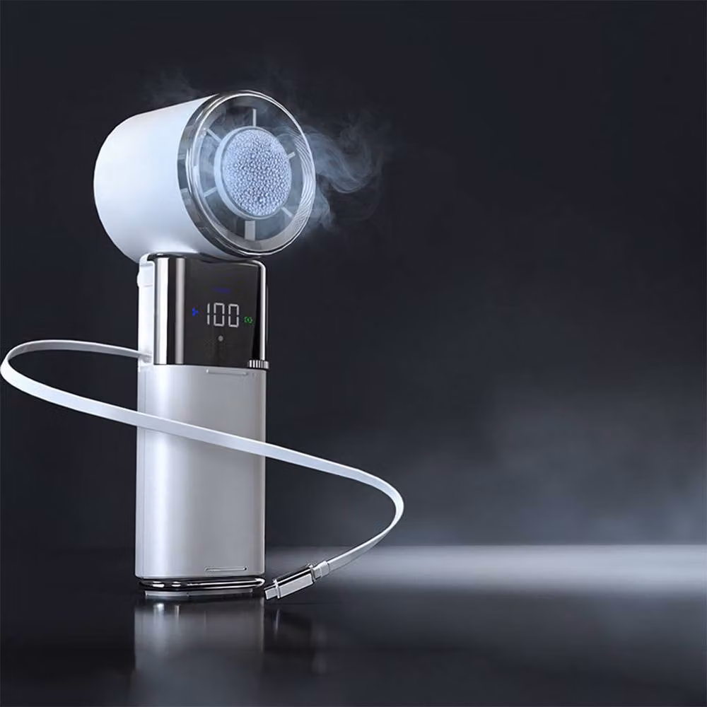 Quipulse Rechargeable High-Speed Cooling Handheld Mini Fan in White – 6