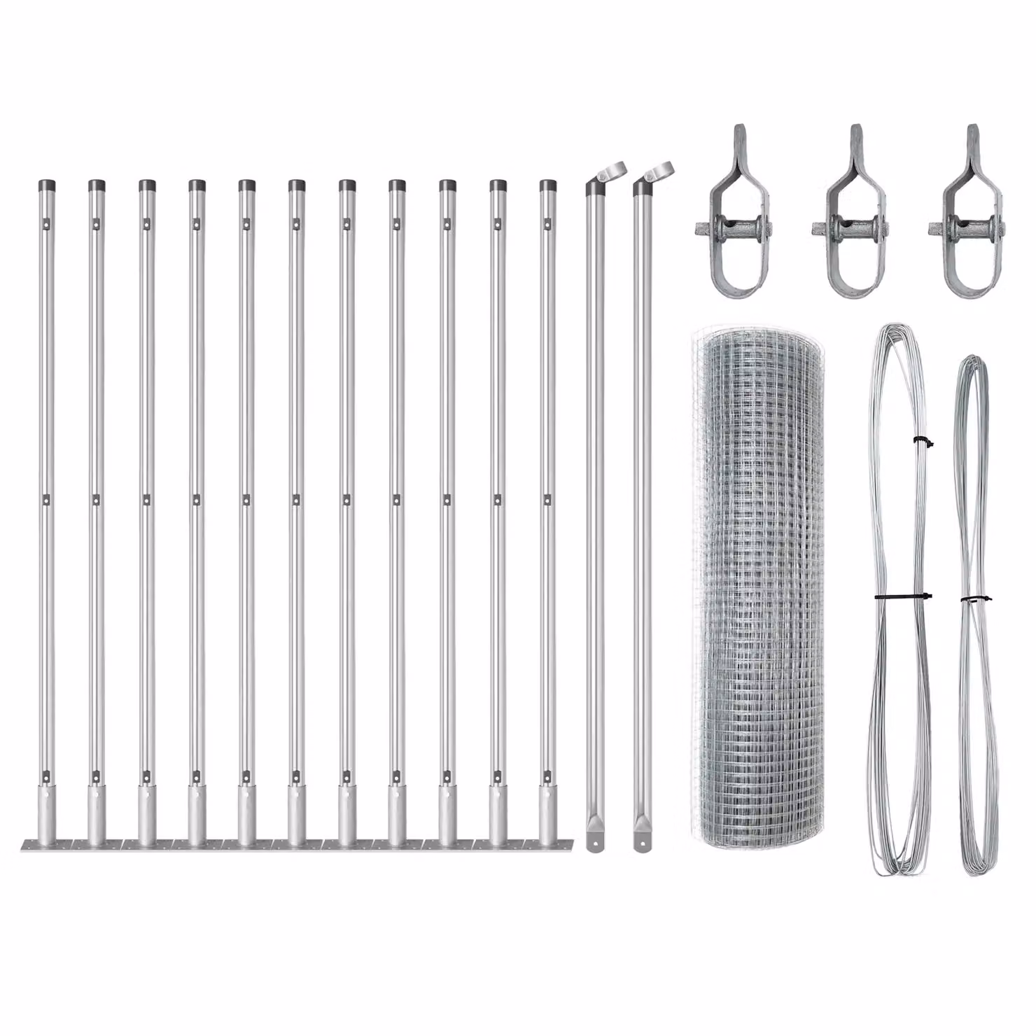 Berkfield Home Silver Galvanised Steel Welded Wire Fence with 13 Flanged Posts, W/H: 25 x 0.6 m – 2