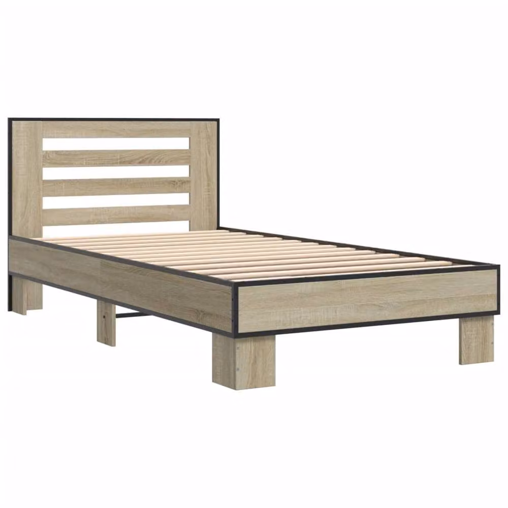 Berkfield Home Sonoma Oak Small Single Bed Frame in Light Oak, W/D/H: 75 x 190 x 33 cm – 3