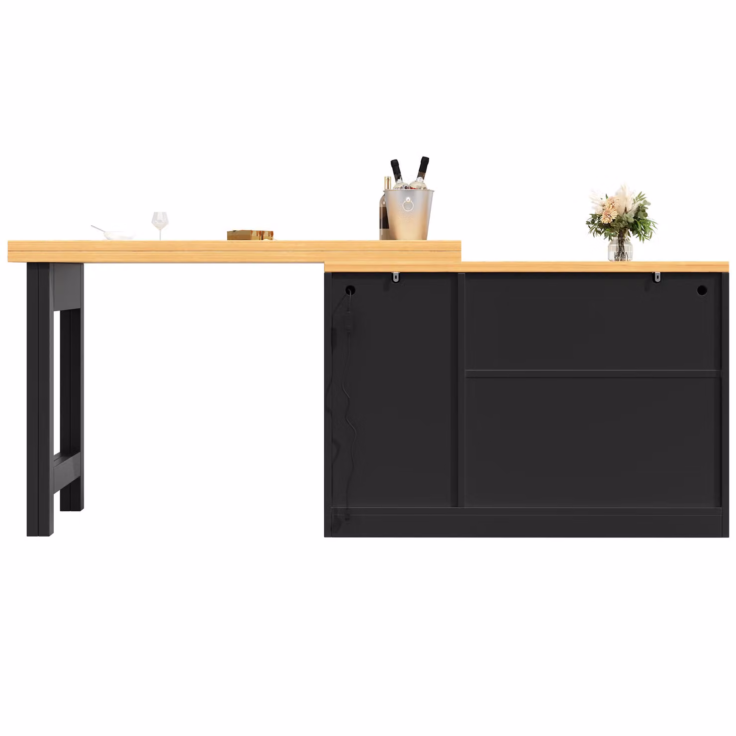 Aosom UK Modern Extendable Bar Table with App-Controlled LED Lighting and 360 Degree Swivel Function, Black, W: 120-180 cm, D: 40 cm, H: 71.5 cm – 2