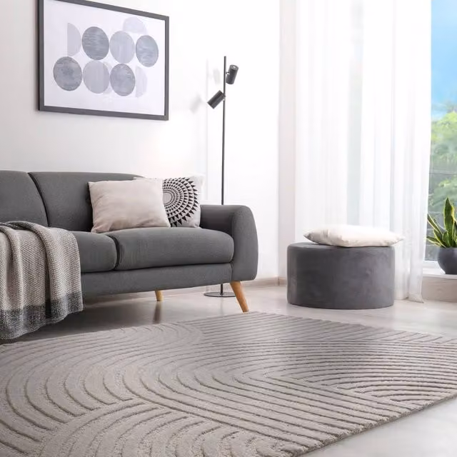 The Rug Shop UK Silver Handmade Wool Modern Geometric Area Rug W: 200 cm, D: 290 cm – 1