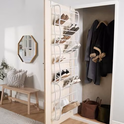 OHS White Metal Over Door Shoe Rack for Hallway or Home Office Storage – 2