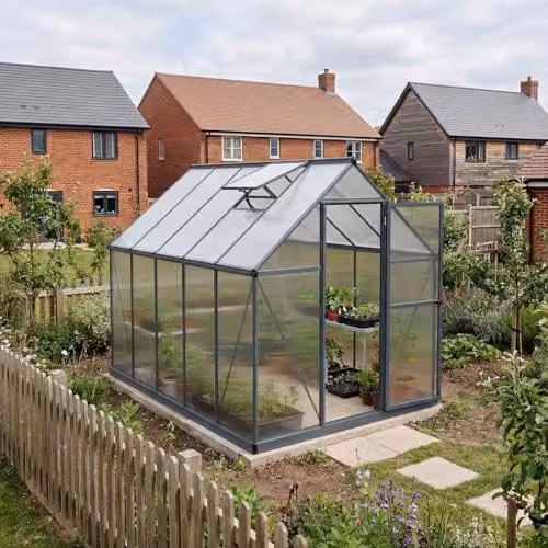 Palram Canopia Mythos 6x10 Greenhouse with UV-Protected Polycarbonate Roof, Aluminium Frame and Base Frame, Grey – 2