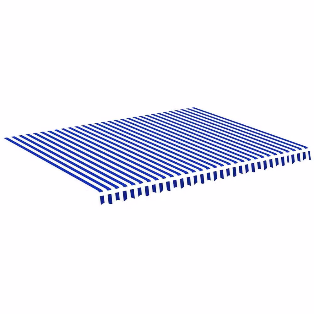 Berkfield Home Replacement Awning Fabric in Blue and White, Polyester, W: 4.5 m, D: 3.5 m – 3