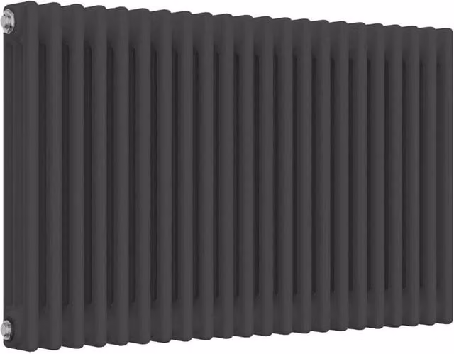 Bathroom Kingdom Colona Anthracite 3 Column Horizontal Traditional Wall Hung Radiator in Dark Grey, W: 60 cm, H: 101 cm