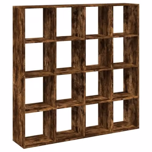 vidaXL Book Cabinet in Smoked Oak, W/D/H: 137.5 x 29 x 137.5 cm