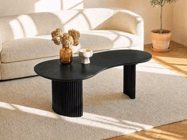 TAMENIA Black Mango Wood Oval Coffee Table by Maison Céphy