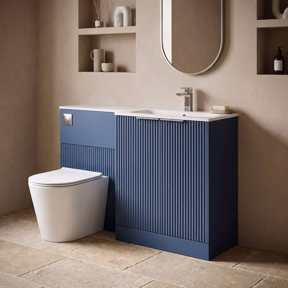 Balterley Tixall 2 Door Blue Vanity WC Combi Unit with Stone Basin, Right Hand, W: 110 cm – 2