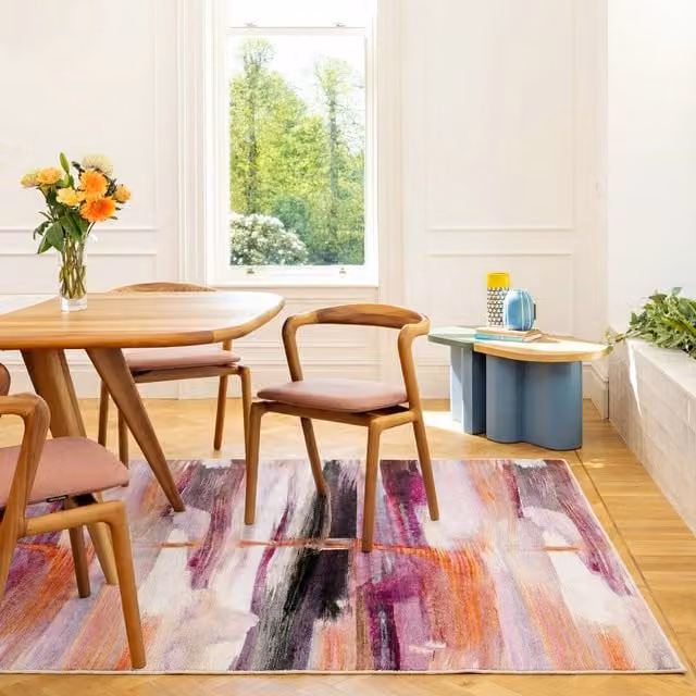 Kukoon Festival Machine Washable Abstract Area Rug, Multicolour, 170 cm