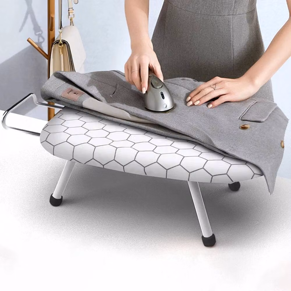 KORVIXA Foldable Tabletop Ironing Board in White, W: 60 cm, D: 37 cm – 2