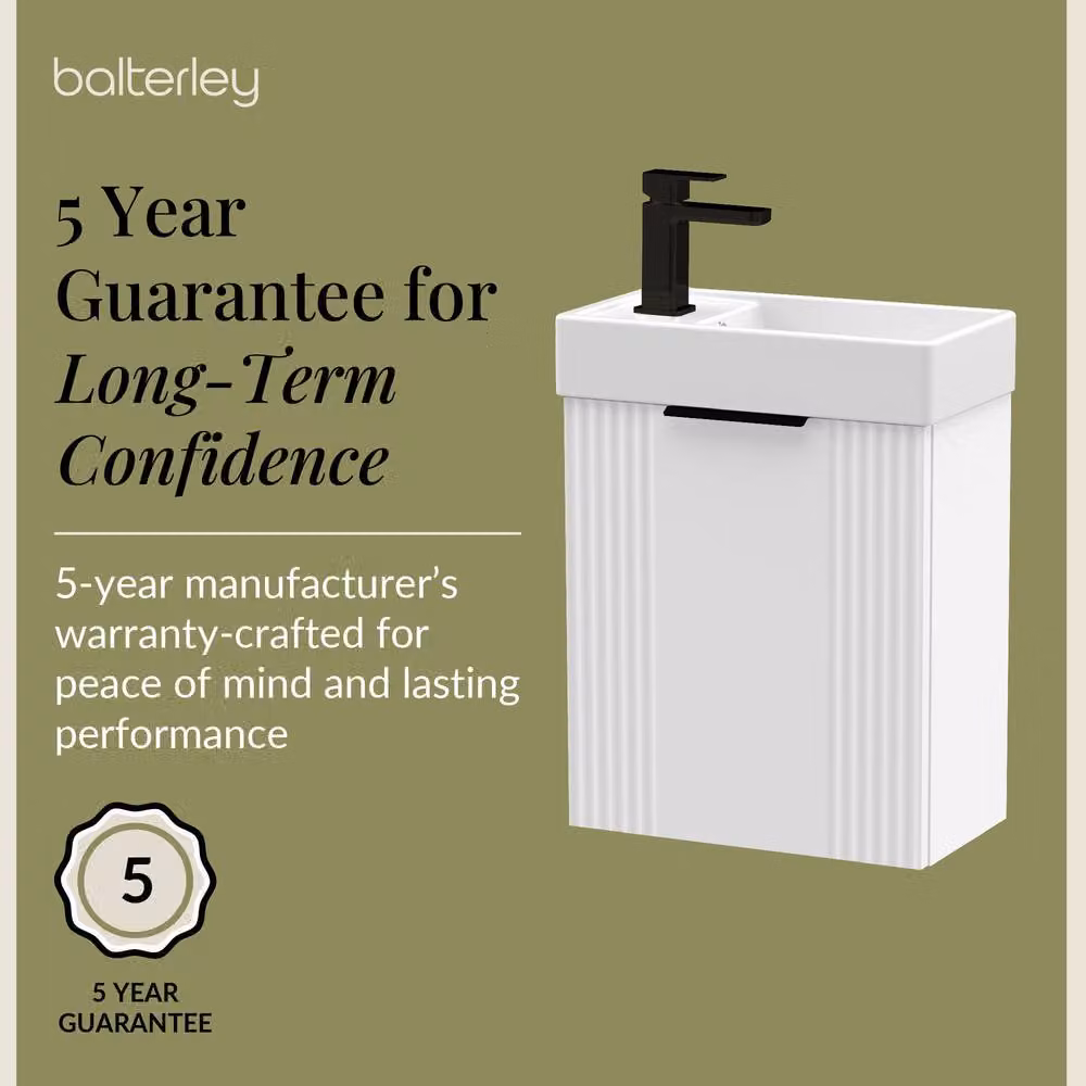 Balterley White Wall Mounted Bathroom Vanity Unit with Black Handle – 2