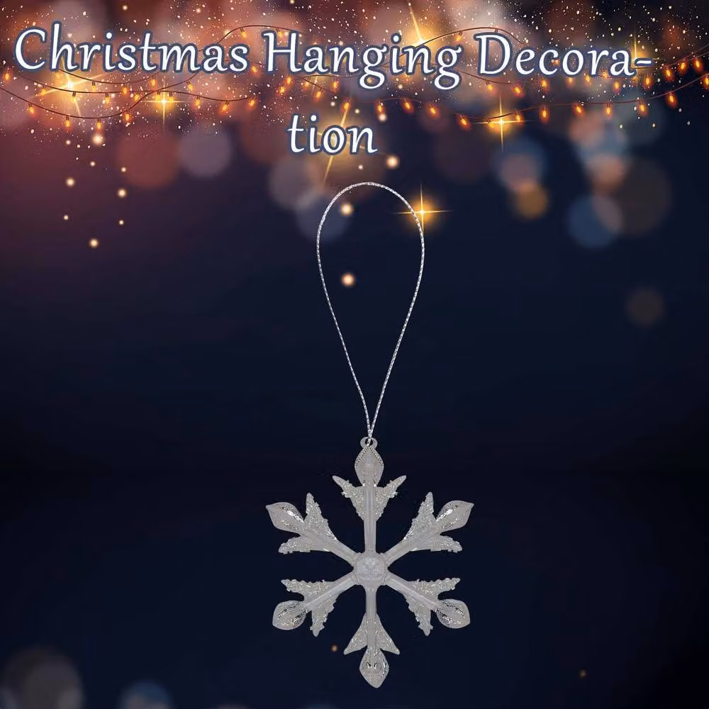 VFM e-Store Silver Glass Snowflake Hanging Decoration, W: 15 cm, H: 14 cm – 2