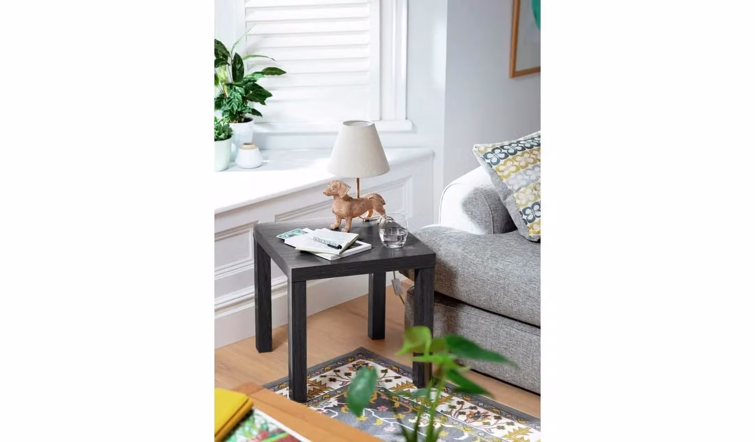 Apley Black Modern Square End Table for Living Room or Bedroom, W/D/H: 45 x 45 x 45 cm