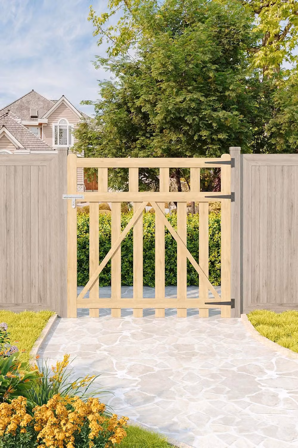 Living and Home Natural Wooden Outdoor Garden Pedestrian Gate – 2